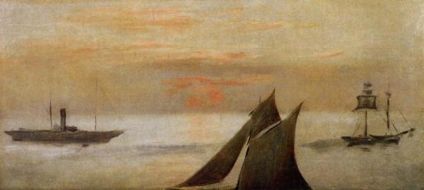 Boats At Sea, Sunset by Edouard Manet