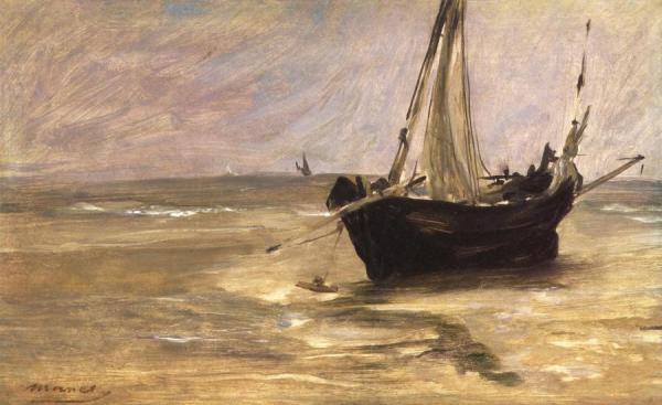 Fishing Boat On The Beach At Berck by Edouard Manet