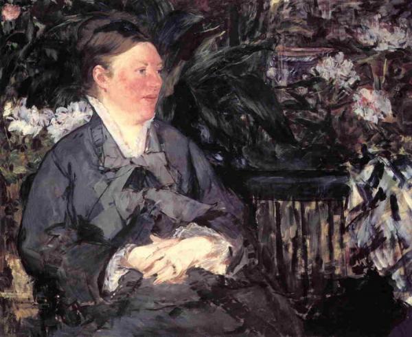 Madame Manet In The Conservatory by Edouard Manet