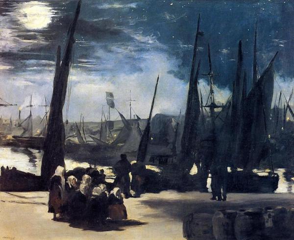 Moonlight Over Boulogne Harbor by Edouard Manet