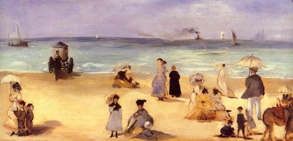 On The Beach At Boulogne by Edouard Manet