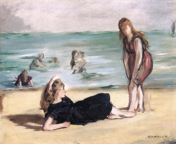 On The Beach At Boulogne by Edouard Manet