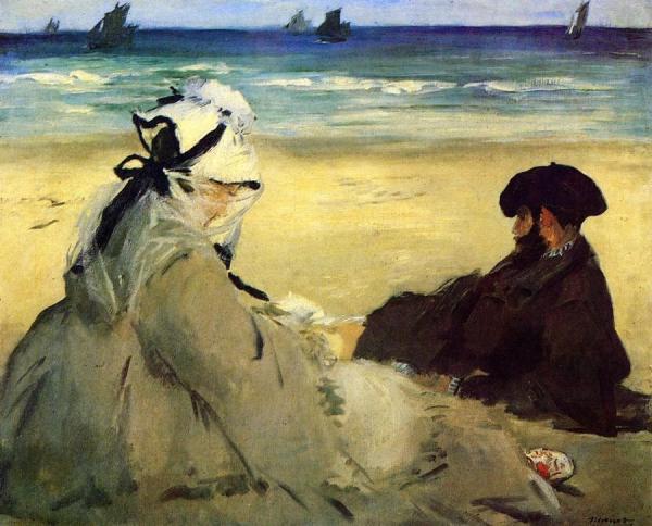 On The Beach - Suzanne And Eugene Manet At Berck by Edouard Manet