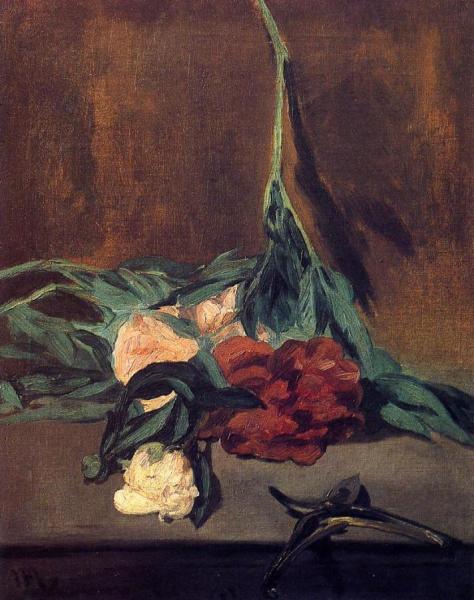 Peony Stems And Pruning Shears by Edouard Manet