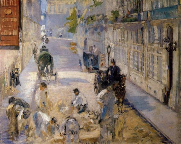 Rue Mosnier With Road Menders by Edouard Manet