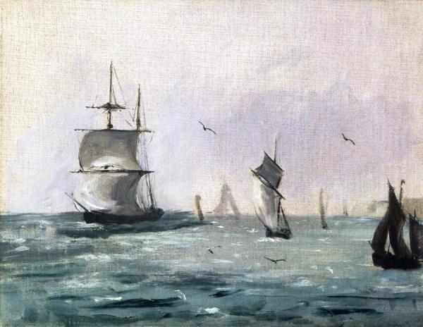 Sailing Ships And Seagulls by Edouard Manet