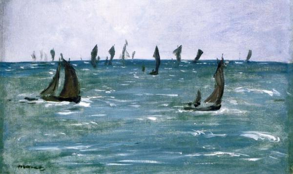 Sailing Ships At Sea by Edouard Manet