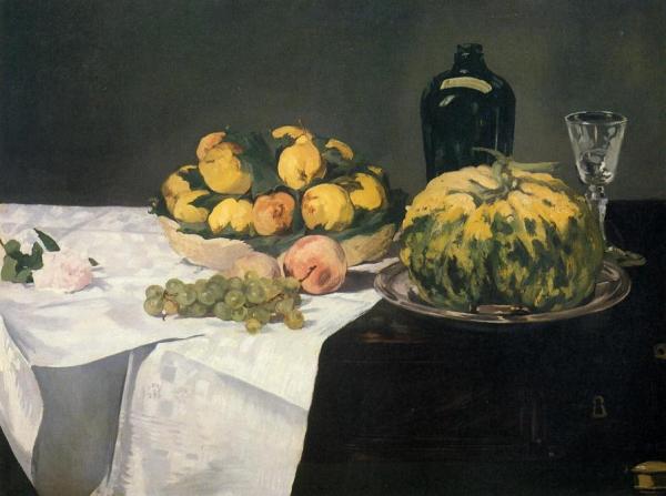 Still Life With Melon And Peaches by Edouard Manet