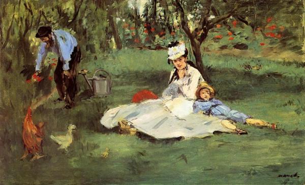 The Monet Family In The Garden by Edouard Manet
