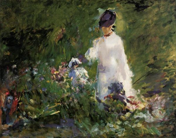 Young Woman Among The Flowers by Edouard Manet Oil Painting Reproductions