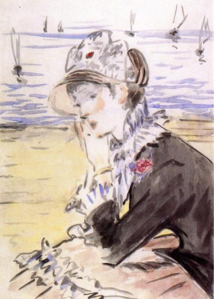 Young Woman By The Sea by Edouard Manet