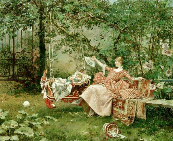 The Child Falling Asleep by Edouard Toudouze Oil Painting Reproductions