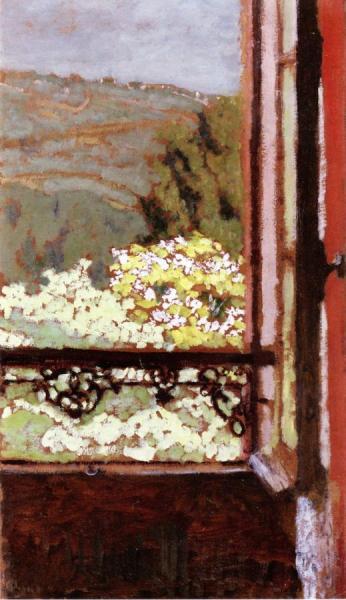 An Open Window Overlooking Flowering Trees by Edouard Vuillard