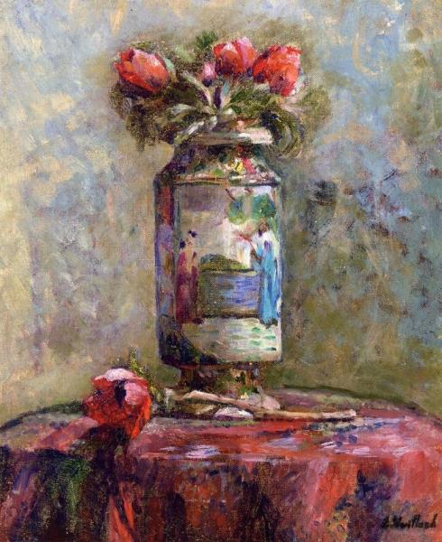 Anemones In A Chinese Vase by Edouard Vuillard