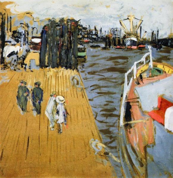 Boat At The Quayside, Hamburg by Edouard Vuillard