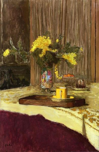 Bouquet Of Mimosa On A Table by Edouard Vuillard
