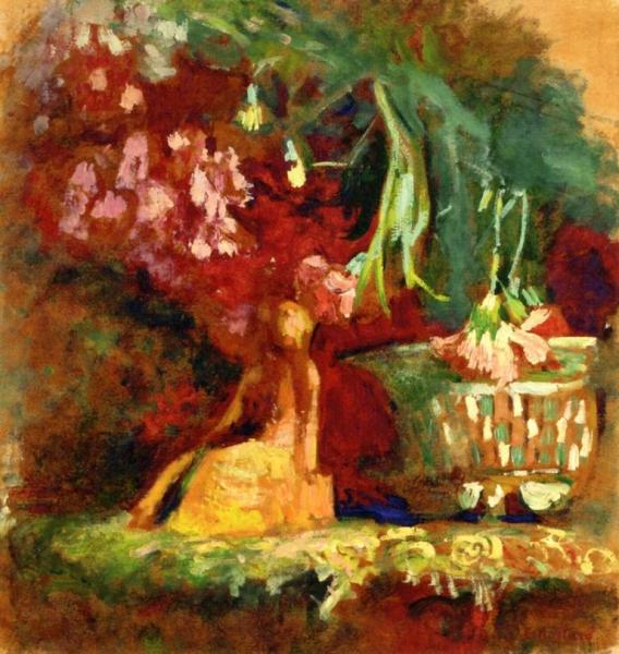 Carnations And Statuette by Edouard Vuillard