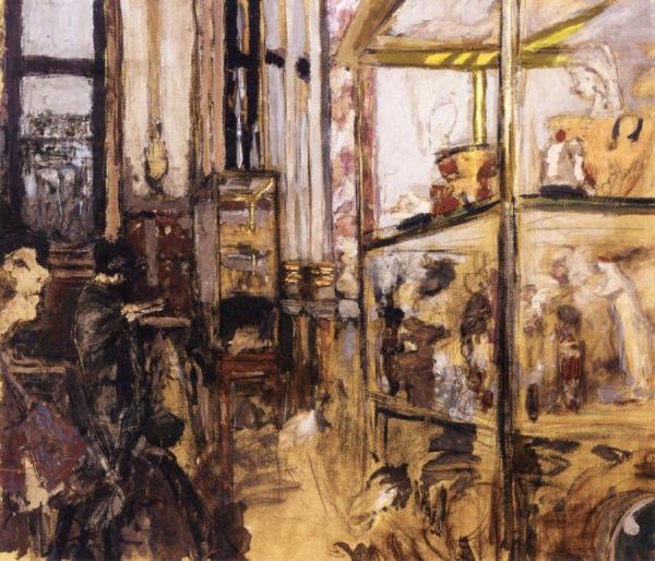 Ceramic Display Cases In The Louvre (study) by Edouard Vuillard