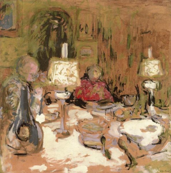 Dinner With Two Lamps, Rue De Calais by Edouard Vuillard Oil Painting Reproductions