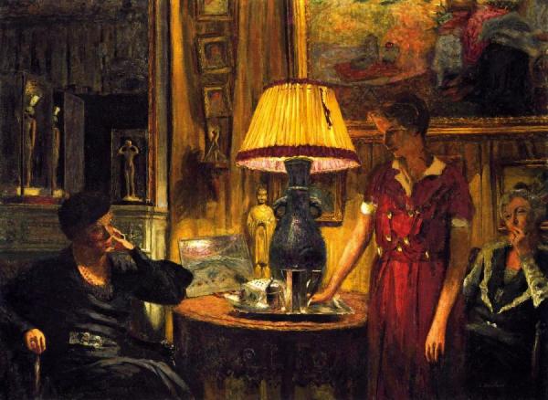 In The Salon, Evening, Rue De Naples by Edouard Vuillard