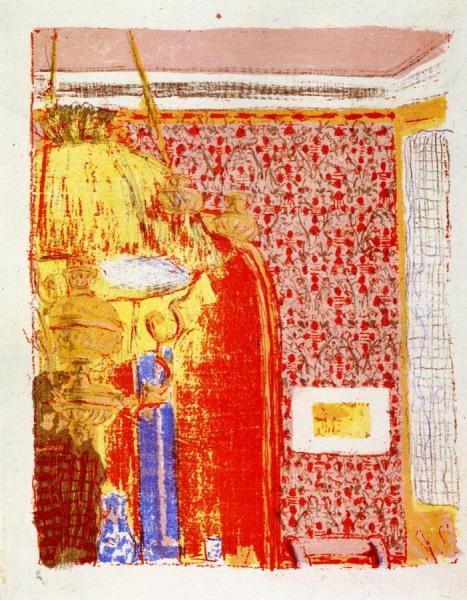 Interior With Pink Wallpaper (from The Series "landscapes And Interiors") by Edouard Vuillard