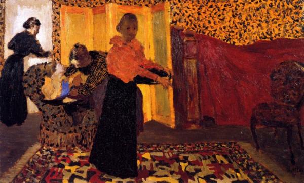 Interior With Red Bed by Edouard Vuillard