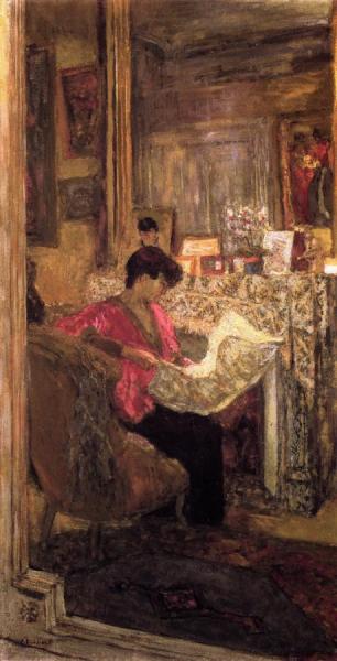 Lucy Hessel Reading The Newspaper, Rue De Naples by Edouard Vuillard