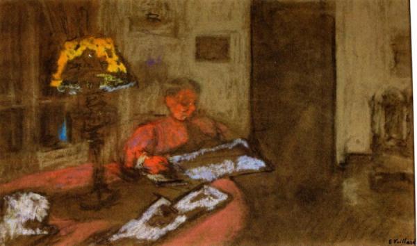 Madame Vuillard Reading A Newspaper by Edouard Vuillard Oil Painting Reproductions