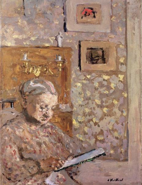 Madame Vuillard With Wallpaper by Edouard Vuillard