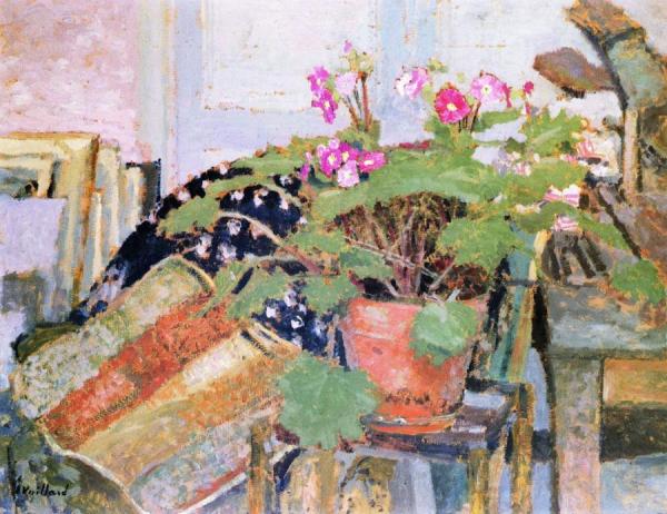 Pot Of Flowers In The Studio, Rue Truffaut by Edouard Vuillard