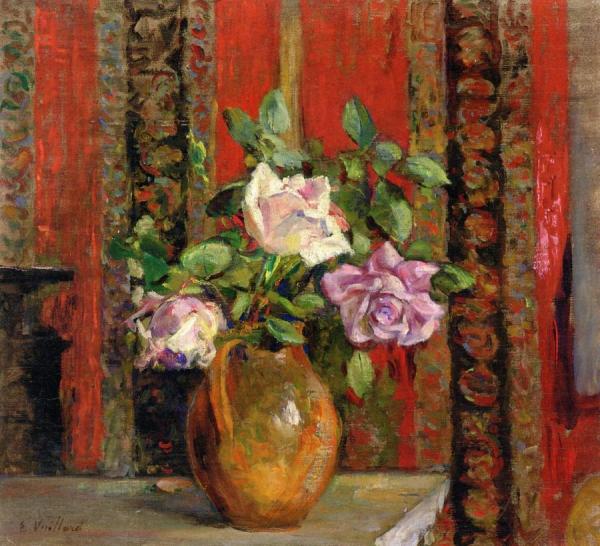 Roses In A Pitcher by Edouard Vuillard