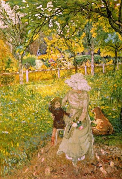 Sunny Morning, Lucy Hessel And Denise Natanson In The Garden At Les Pavillons, Villerville by Edouard Vuillard