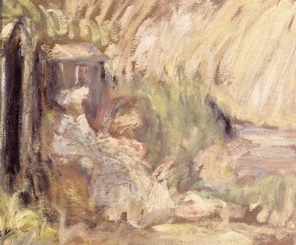 Woman And Girl In A Landscape by Edouard Vuillard