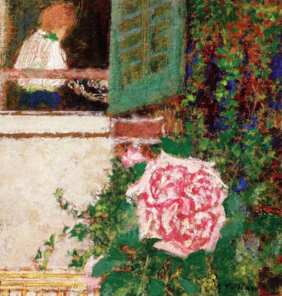 Young Woman At The Window And Flower by Edouard Vuillard
