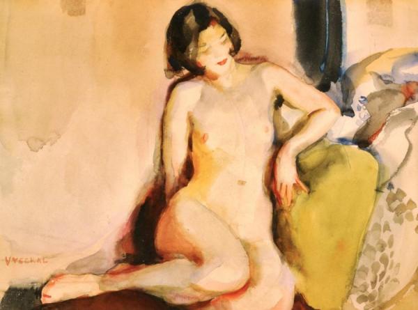 Seated Nude by Edouard Vysekal Oil Painting Reproductions