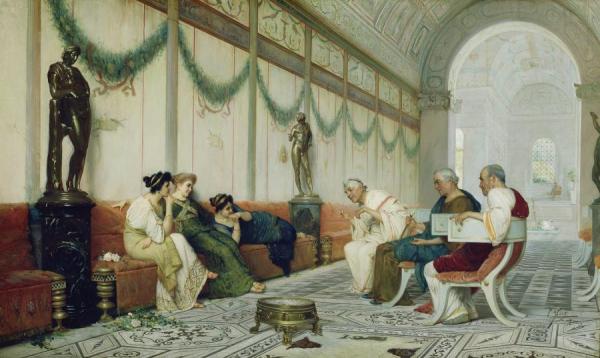 Edouardo Ettore Forti Interior Of Roman Building With Figures
