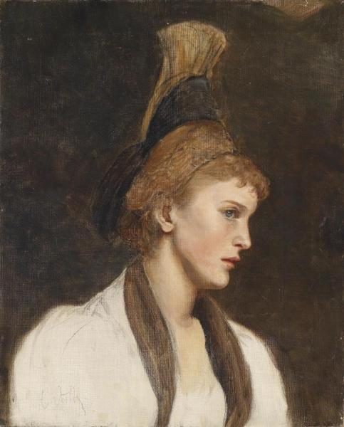 Woman In Profile With Gold Cap by Eduard Veith