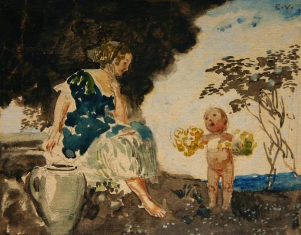 Woman With Cupid by Eduard Veith