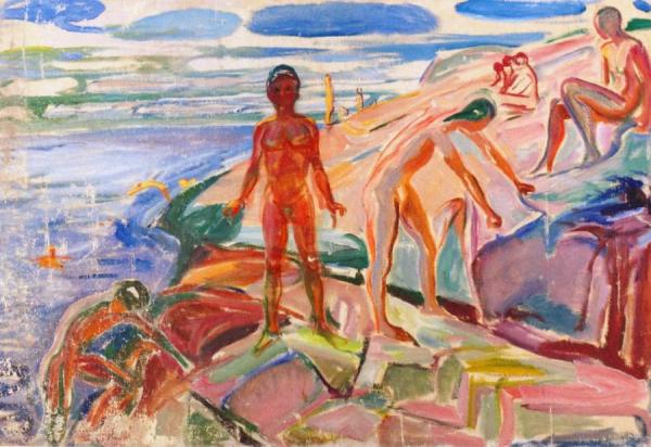 Bathers On Rocks by Edvard Munch