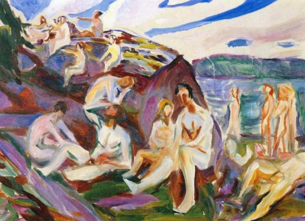 Bathers On Rocks by Edvard Munch