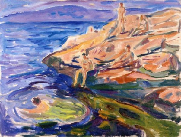 Bathing Men On Rocks by Edvard Munch Oil Painting Reproductions