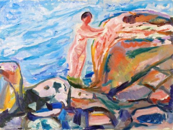 Bathing Woman By A Red Cliff by Edvard Munch