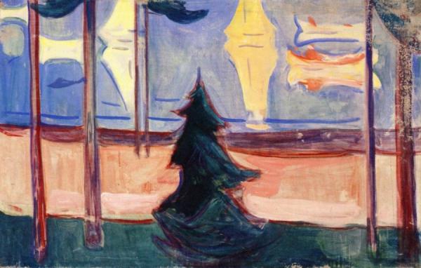 Beach Landscape With Trees And Boats by Edvard Munch