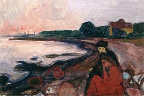 Beach With Two Seated Women by Edvard Munch