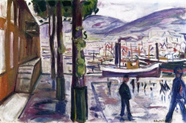 Bergen Harbor by Edvard Munch Oil Painting Reproductions