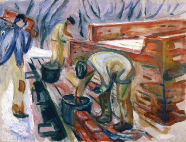 Bricklayers At Work On The Studio Building by Edvard Munch