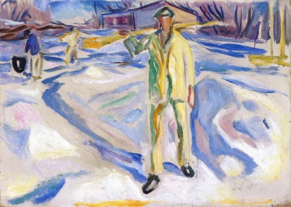 Building Workers In The Snow by Edvard Munch