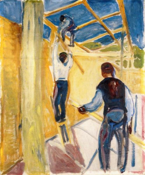 Building Workers In The Studio by Edvard Munch