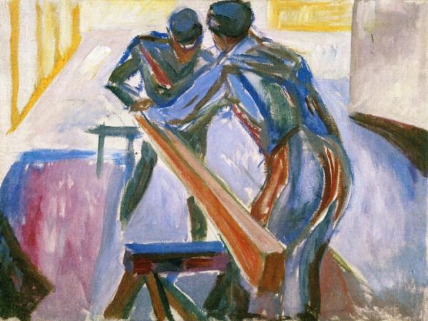 Carpenters In The Studio by Edvard Munch