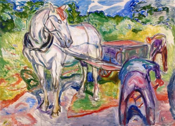 Digging Men With Horse And Cart by Edvard Munch